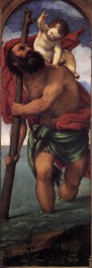 Lorenzo Lotto, St. Christopher, 1531, oil on canvas, 63.8” x 22.4”, Gemäldegalerie der Staatliche Museen zu Berlin, Public Domain via Wikimedia Commons.