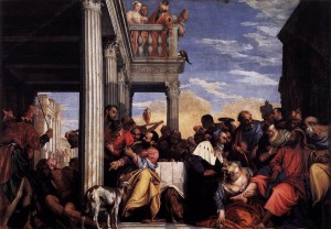 Paolo Veronese, Feast in the House of Simon, 1560, oil on canvas, 124” x 177.6”, Galleria Sabauda, Turin, Public Domain via Wikimedia Commons.