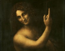 Leonardo da Vinci, St. John the Baptist, 1513-1516, oil on panel, 27.2” x 22.4”, Louvre Museum, Paris, Public Domain via Wikimedia Commons.